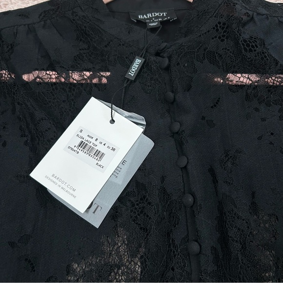 NWT Bardot Eliza Black Lace Button-Up Blouse Victorian Goth Size Small US4 - Picture 4 of 9